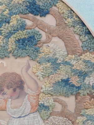 19th Century Needlepoint Depicting Child with Dog-ARU-1073198