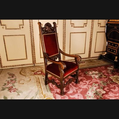 19th Century Neo-Renaissance Oak Armchair-FLW-1401858