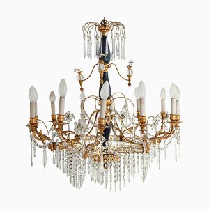 19th-Century Neoclassical Baltic Crystal and Gilt Bronze Chandelier-MBH-1032706