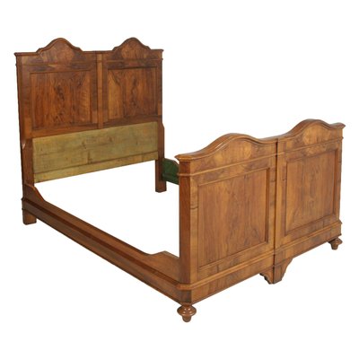 19th Century Neoclassical Solid Blond Walnut and Walnut Veneer Double Bed from Bassano Manufactures-NJV-660577