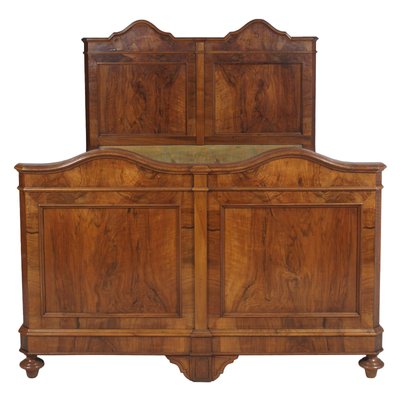 19th Century Neoclassical Solid Blond Walnut and Walnut Veneer Double Bed from Bassano Manufactures-NJV-660577