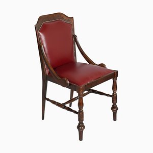 19th Century Neoclassical Walnut and Leather Desk Chair-NJV-735935