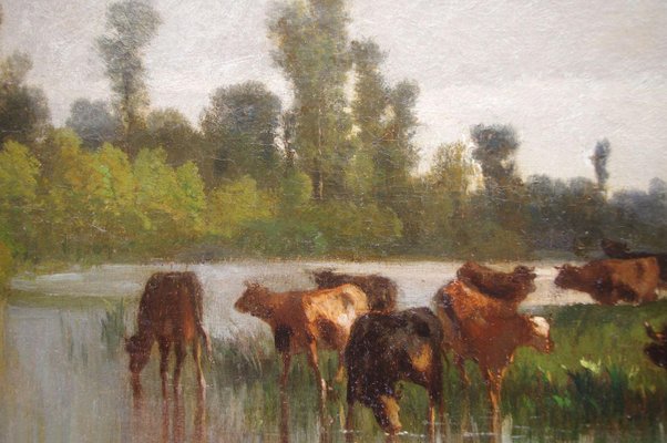 19th Century Pastoral Scene Oil on Canvas by Antonio Cortes-CEJ-626796