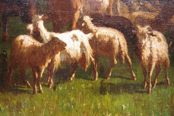 19th Century Pastoral Scene Oil on Canvas by Antonio Cortes-CEJ-626796