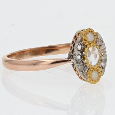 19th Century Pearl, Diamonds and 18 Karat Rose Gold Marquise Ring-OLU-948367