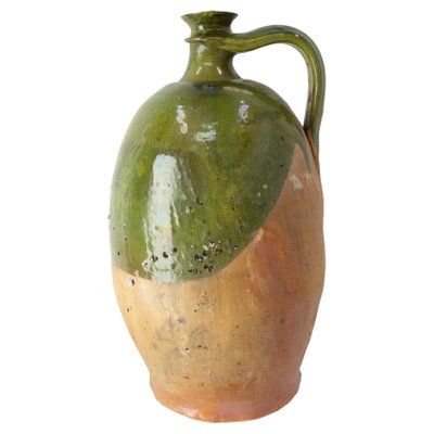 19th Century Provencal Terracotta Oil Jar with Green Glaze-RIU-1354831