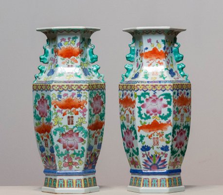 19th Century Qing Dynasty Matching Chinese Famille Rose Vases, Set of 2-JE-1364450