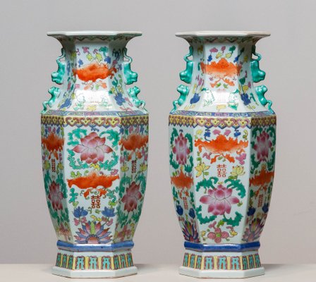 19th Century Qing Dynasty Matching Chinese Famille Rose Vases, Set of 2-JE-1364450