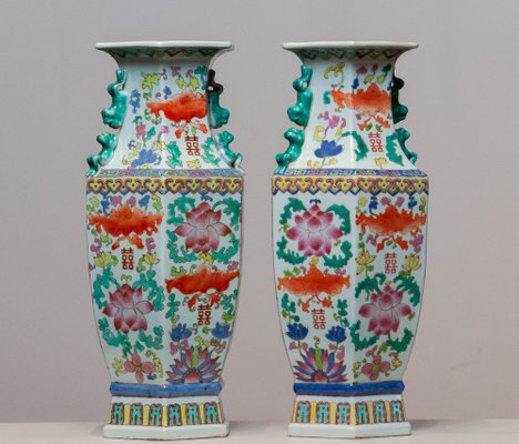 19th Century Qing Dynasty Matching Chinese Famille Rose Vases, Set of 2-JE-1364450