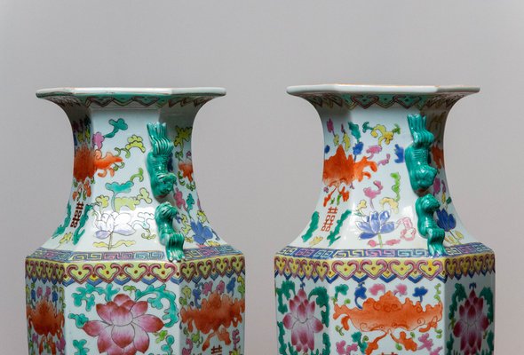 19th Century Qing Dynasty Matching Chinese Famille Rose Vases, Set of 2-JE-1364450