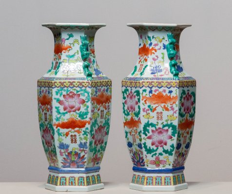 19th Century Qing Dynasty Matching Chinese Famille Rose Vases, Set of 2-JE-1364450