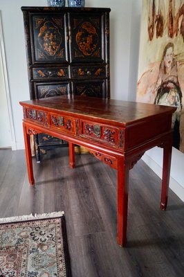 19th Century Red Lacquer Chinese Table-DVX-883207