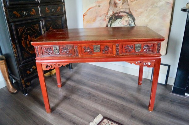 19th Century Red Lacquer Chinese Table-DVX-883207