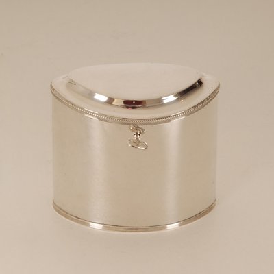 19th Century Regency Empire Napoleonic Sterling Silver Casket Tea Caddy Box-GOE-1175408