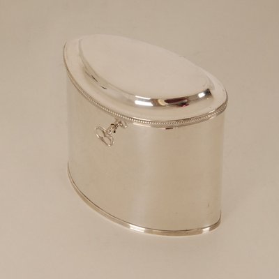 19th Century Regency Empire Napoleonic Sterling Silver Casket Tea Caddy Box-GOE-1175408