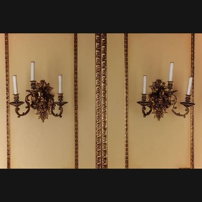 19th Century Regency Louis XV Bronze-Gilt Wall Lights, Set of 2-FLW-1426050