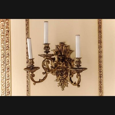 19th Century Regency Louis XV Bronze-Gilt Wall Lights, Set of 2-FLW-1426050