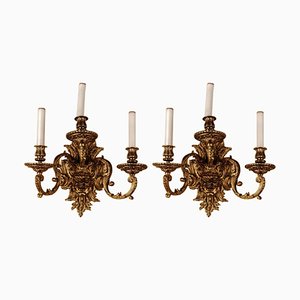 19th Century Regency Louis XV Bronze-Gilt Wall Lights, Set of 2-FLW-1426050