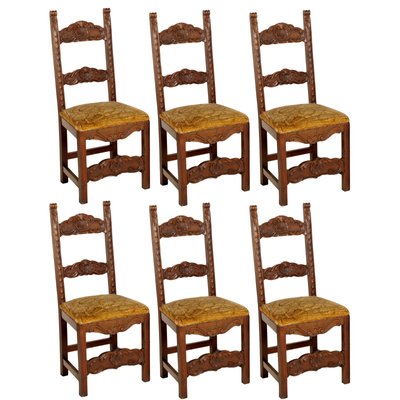 19th Century Renaissance Style Carved Walnut Dining Chairs, Set of 6-NJV-575138