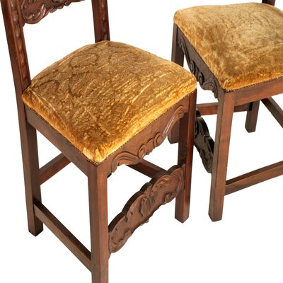 19th Century Renaissance Style Carved Walnut Dining Chairs, Set of 6-NJV-575138