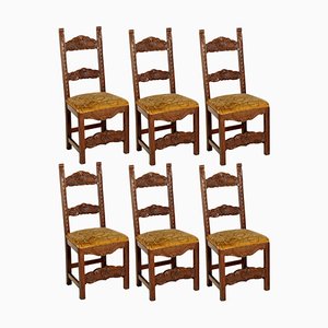 19th Century Renaissance Style Carved Walnut Dining Chairs, Set of 6-NJV-575138