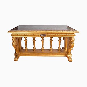 19th Century Renaissance Style Giltwood and Marble Console Table-CEJ-551469