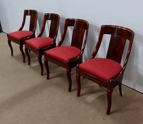 19th Century Restoration Period Mahogany Gondola Chairs, Set of 4-RVK-1146826