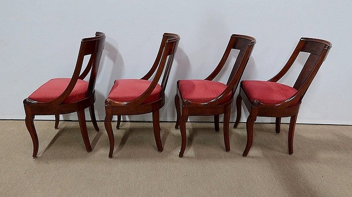 19th Century Restoration Period Mahogany Gondola Chairs, Set of 4-RVK-1146826