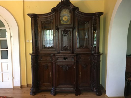 19th Century Rococo Style Cabinet with Clock-WQQ-726670