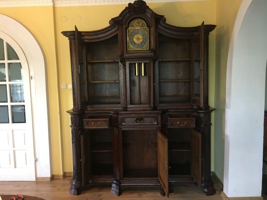 19th Century Rococo Style Cabinet with Clock-WQQ-726670