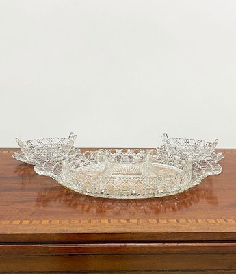 19th Century Russian Crystal Cut Set with Castellated Rims, Set of 3-UCH-1224308