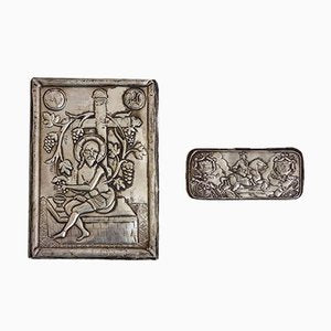 19th Century Russian Silver Icon Portrait of Peter the Great-SA-636420