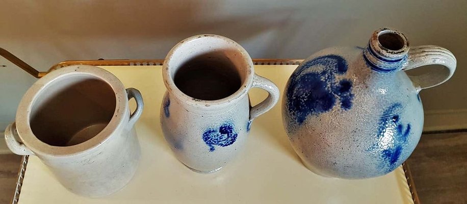 19th Century Salt-Glazed Stoneware from Bauer Pottery, Set of 3-POM-893648