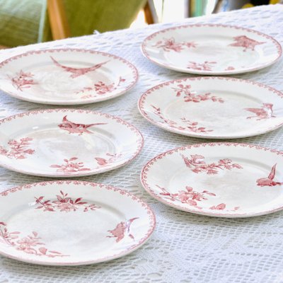 19th Century Sarreguemines Dessert Plates, 1878, Set of 6-SHG-2040531