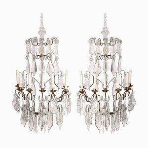 19th Century Seven Branch Cut-Glass Wall Lights, Set of 2-MBH-1032102