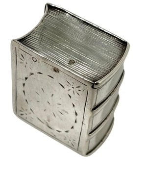 19th Century Silver Loderein or Snuff Box in the Shape of a Book-UCH-1224148