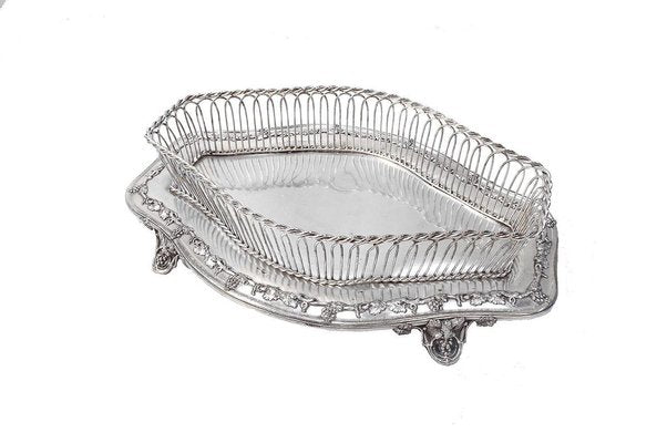 19th Century Silver-Plated Metal Centerpiece with Vine Branches Decor-CEJ-626718