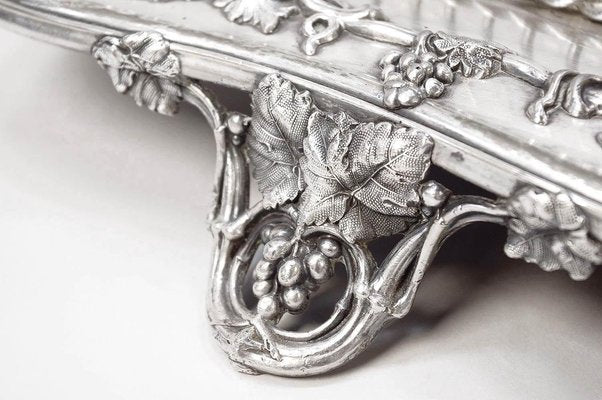 19th Century Silver-Plated Metal Centerpiece with Vine Branches Decor-CEJ-626718