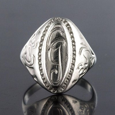 19th Century Silver Unisex Signet Ring-OLU-896501