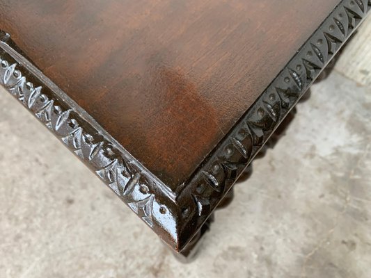 19th-Century Spanish Baroque Walnut Solomonic Leg Fratino Table with Iron Stretcher-PSK-1002606