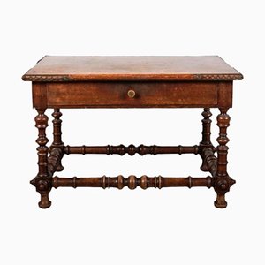 19th Century Spanish Walnut Auxiliary Table with Turned Legs and Drawer at the Waist-TCS-1812900