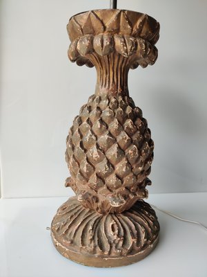 19th Century Stuccoed Wooden Pineapple Table Lamp-JJT-691674