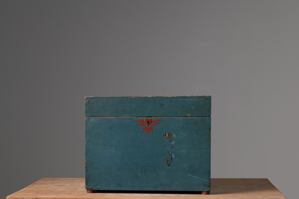 19th-Century Swedish Blue Pine Box-MJF-981490