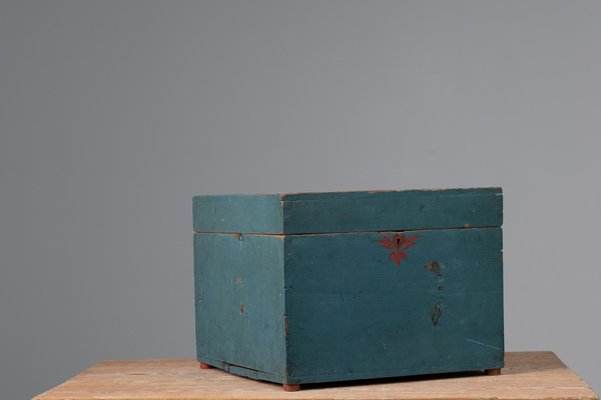 19th-Century Swedish Blue Pine Box-MJF-981490