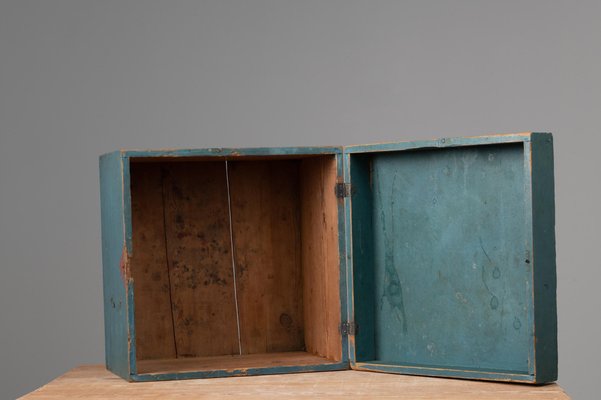 19th-Century Swedish Blue Pine Box-MJF-981490