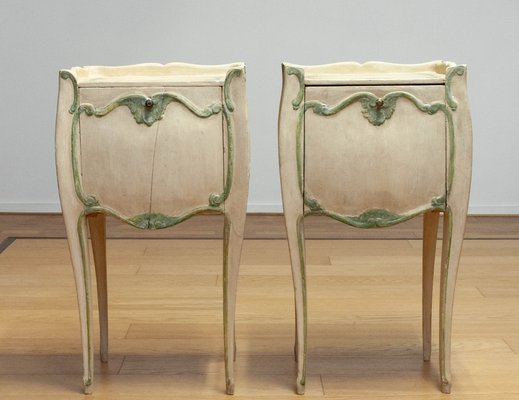 19th Century Swedish Bombay Curved and Painted Nightstands, Set of 2-JE-1812678