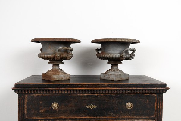 19th-Century Swedish Cast Iron Urns from J. & C.G. Bolinder Stockholm, Set of 2-MJF-959614