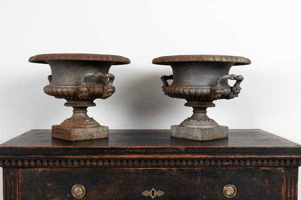 19th-Century Swedish Cast Iron Urns from J. & C.G. Bolinder Stockholm, Set of 2-MJF-959614