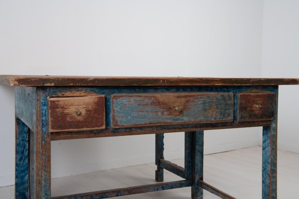 19th Century Swedish Folk Art Blue Work Table-MJF-931209