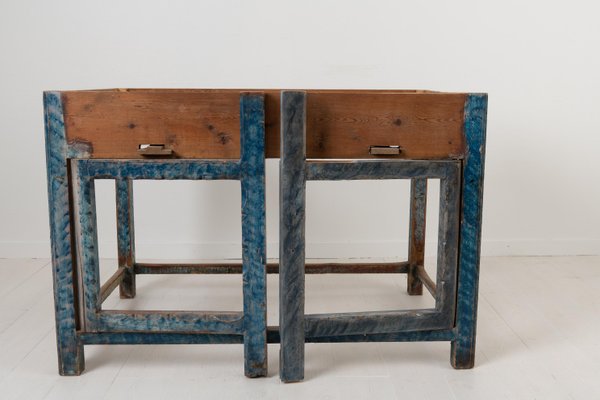 19th Century Swedish Folk Art Blue Work Table-MJF-931209